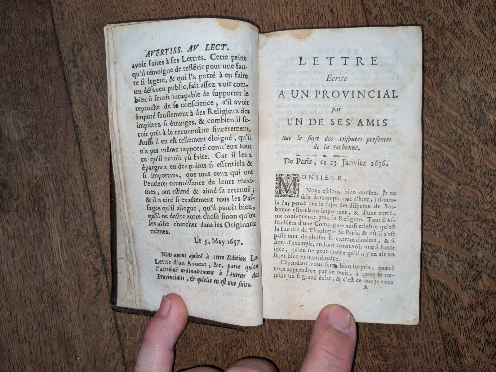 antique book – Pascal – Les provinciales – 1697