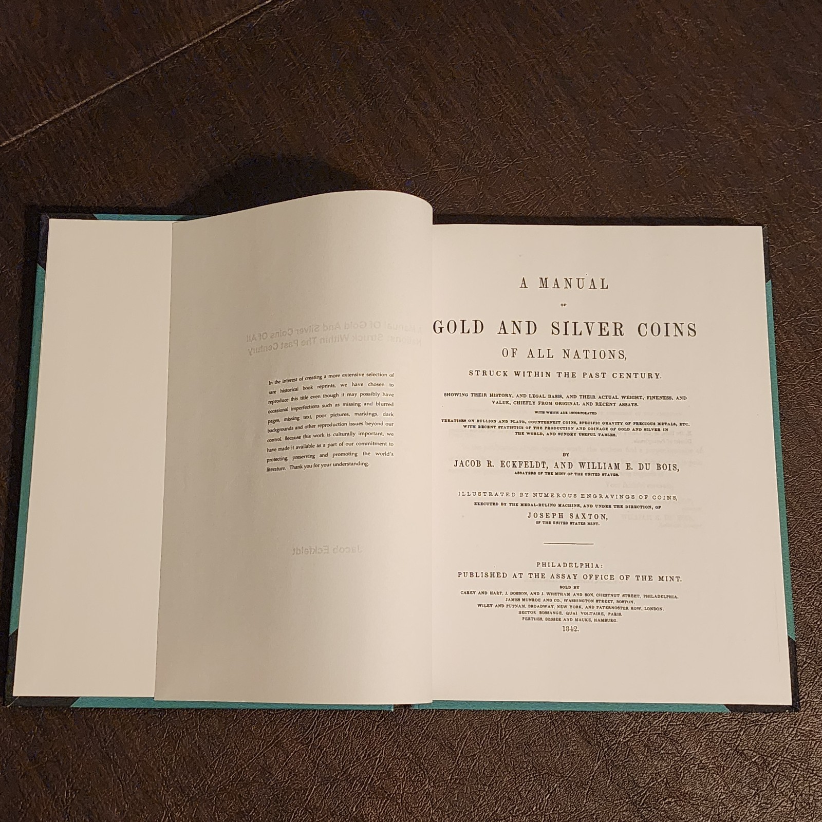 A Manual Of Gold And Silver Coins Of All Nations 1842 Jacob Eckfeldt & Du Bois *