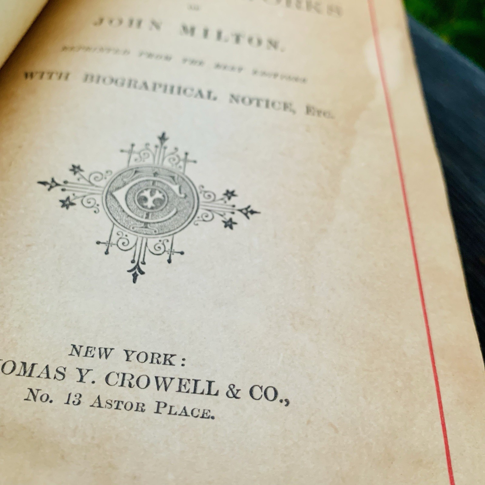 1886 The Poetical Works of John Milton Fine Decorative Binding Gilt Edges READ