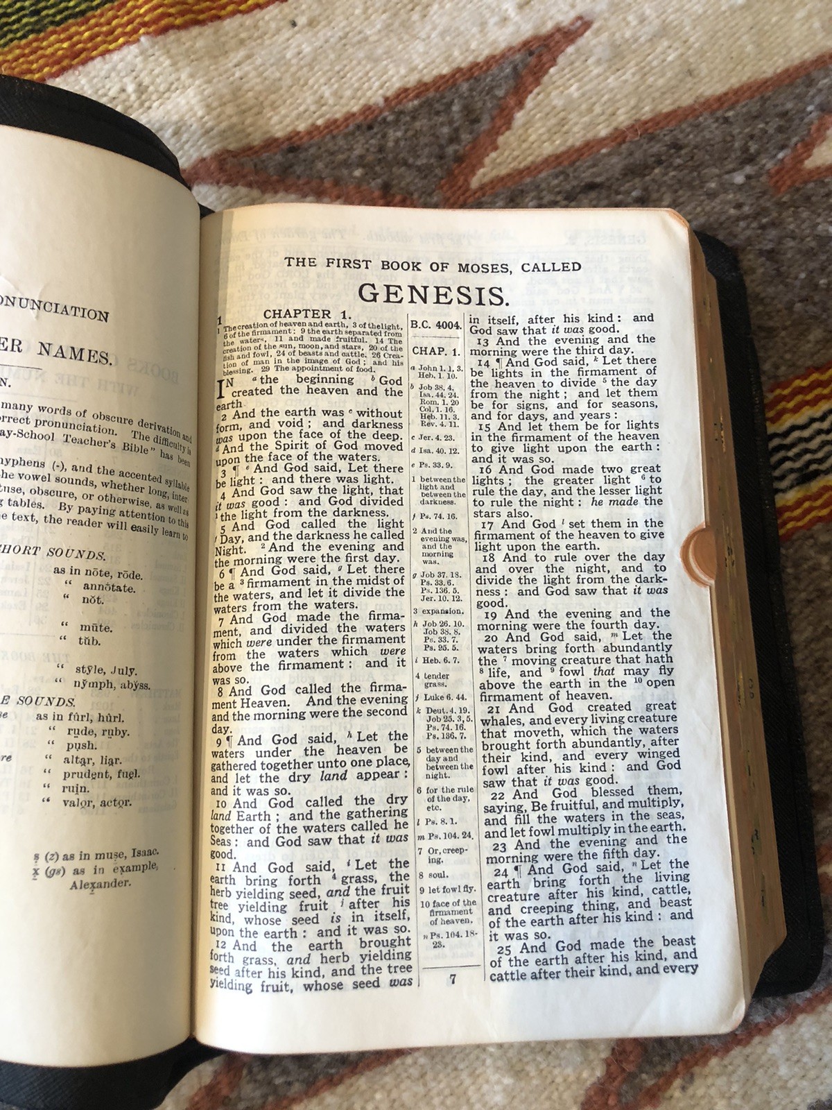 Antique Holy Bible KJV Holman Reference Edition Black Morocco Lthr., Indexed