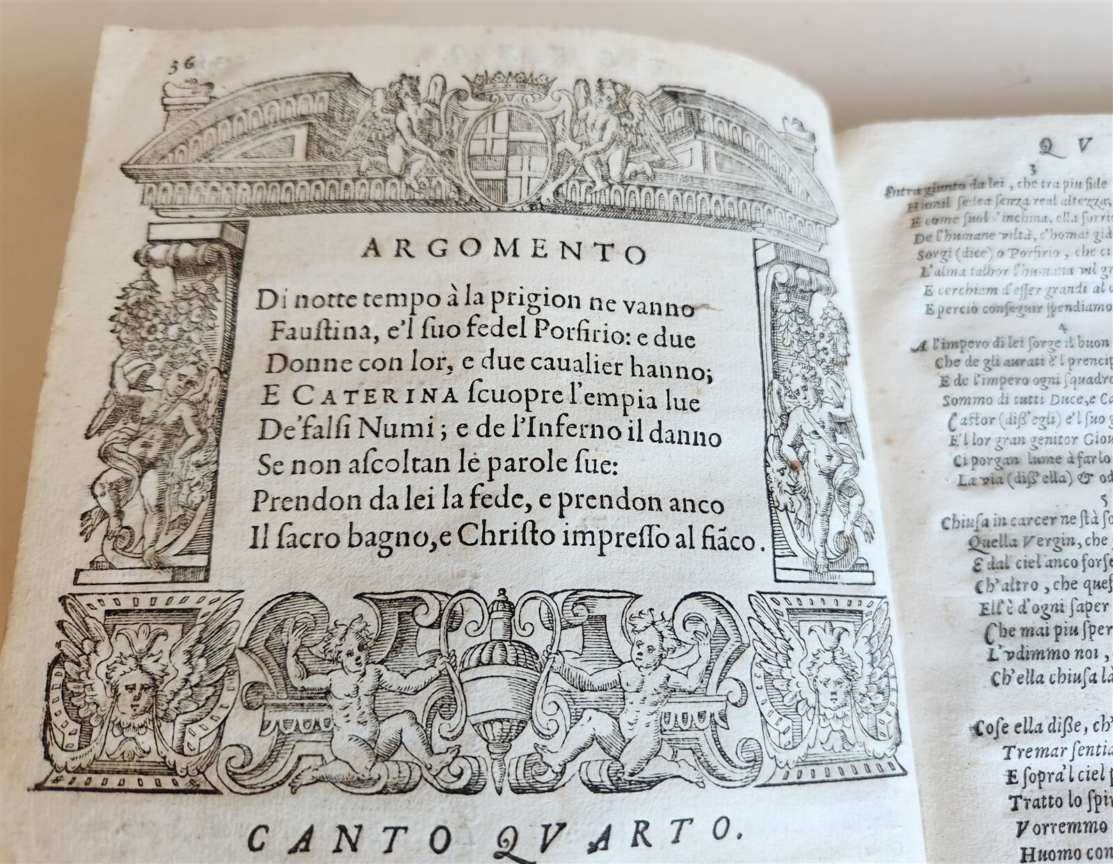 1595 CATERINA (of SPAIN) MARTIRIZATA POEMA SACRO antique VELLUM POETRY 16th CENT