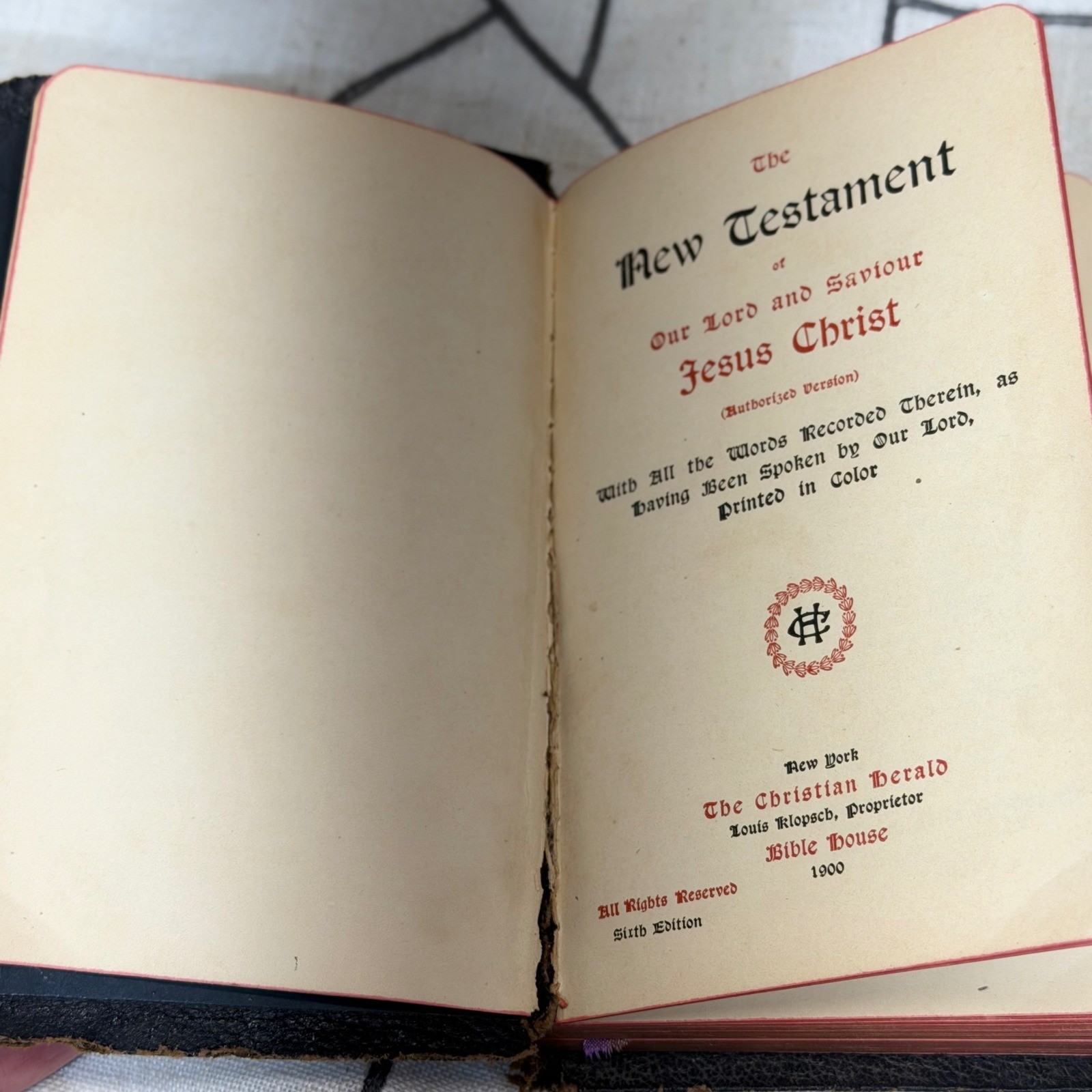 The Christian Herald New Testament 1900 Pocket Size Black Red Letter Edition