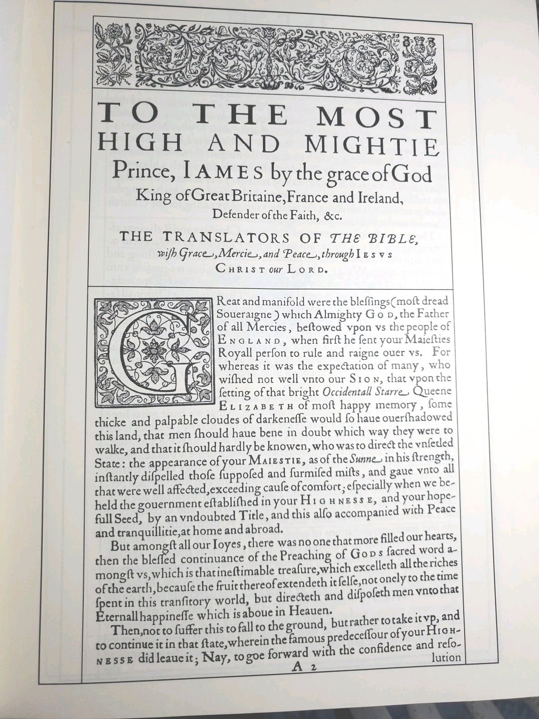 1611 King James Bible Facsimile + Original Leaf 1st Chronicles , 9″ X 11 X 3.5″