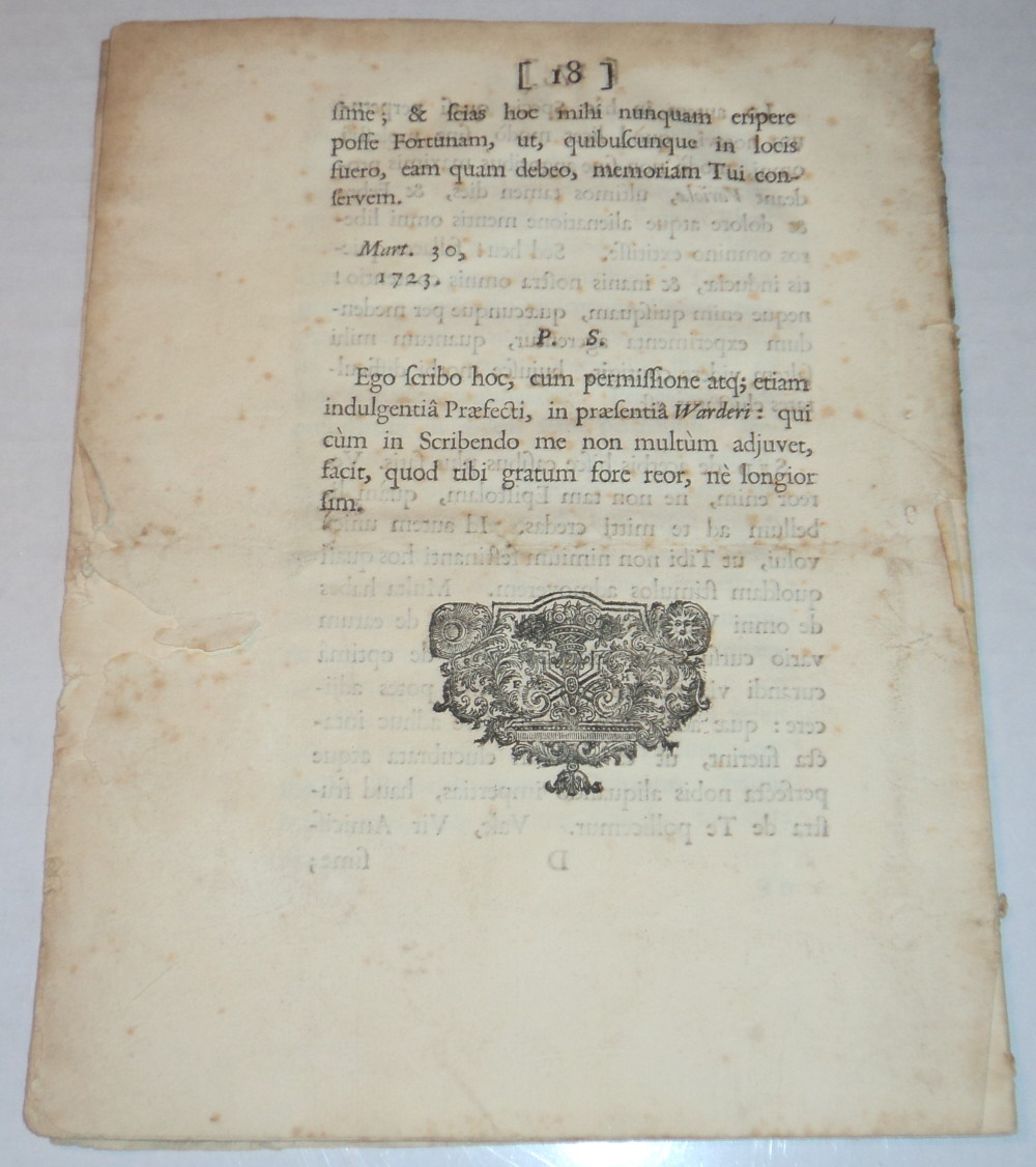 1723 1ST ED. JOHN FREIND on SMALL-POX to RICHARD MEAD plus a 1727 edition
