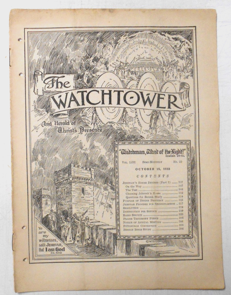 WATCHTOWER Volume LIII Number 20 Pages 305 to 320 OCTOBER 15, 1932