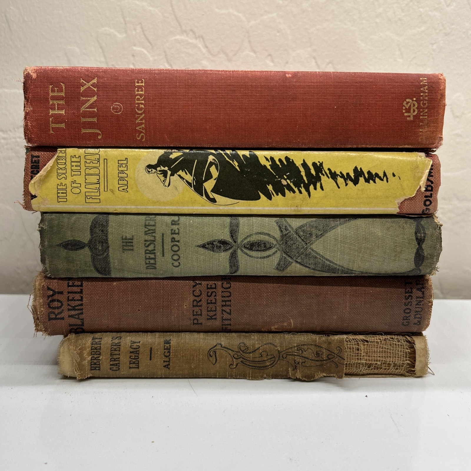 5 Antique/Vintage Hardback Books Juvenile Fiction Boyhood Outdoor Adventure