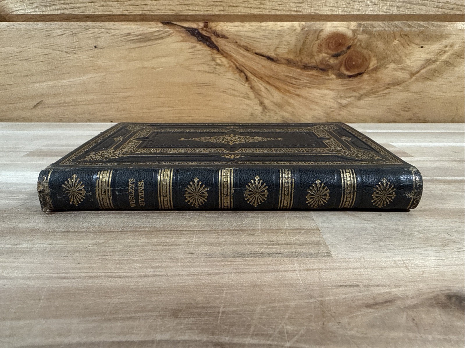 c1860 JOHN WESLEY HYMN BOOK fine binding LEATHER antique METHODIST hymns