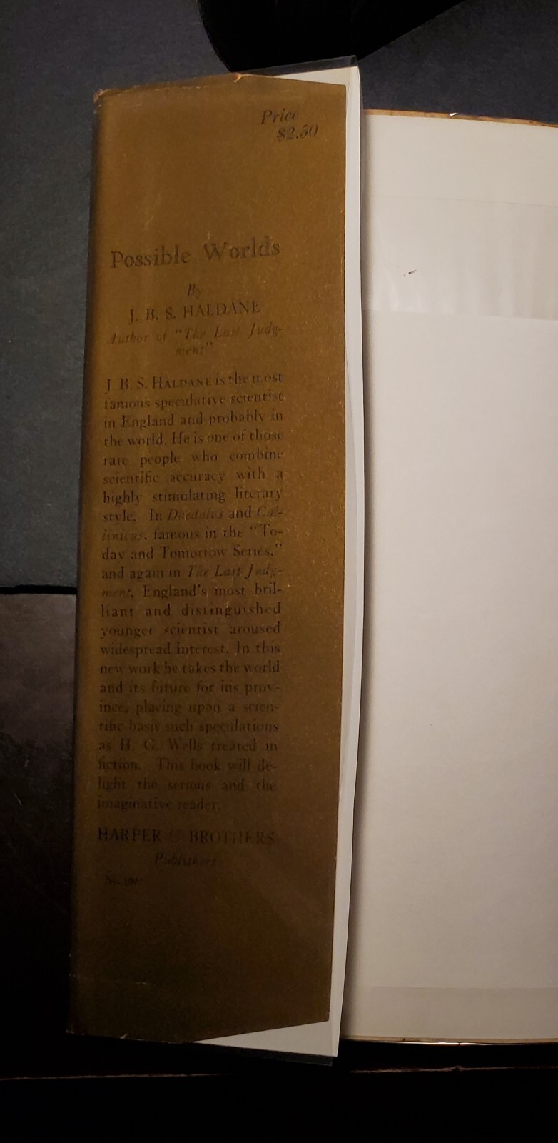 Possible Worlds by J. B. S. Haldane ~ STATED 1ST EDITION 1928 WITH JACKET!