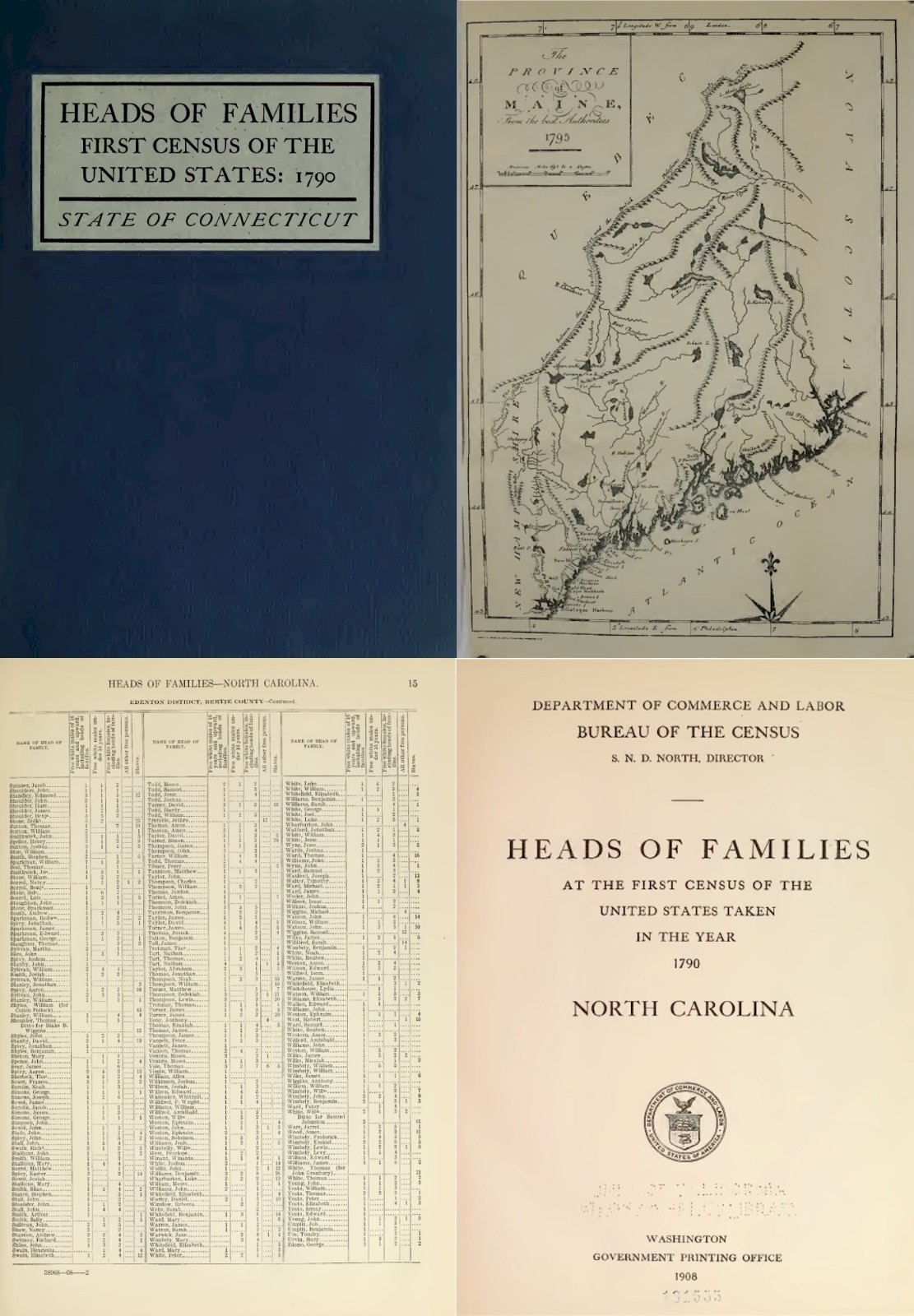 United Stated First Census Taken in 1790 – Heads of Families – 12 Records on DVD