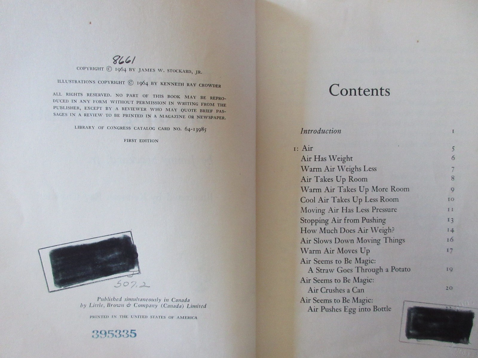 Experiments for Young Scientists (1964) by Jimmy Stockard, Jr – Hardcover 1st Ed