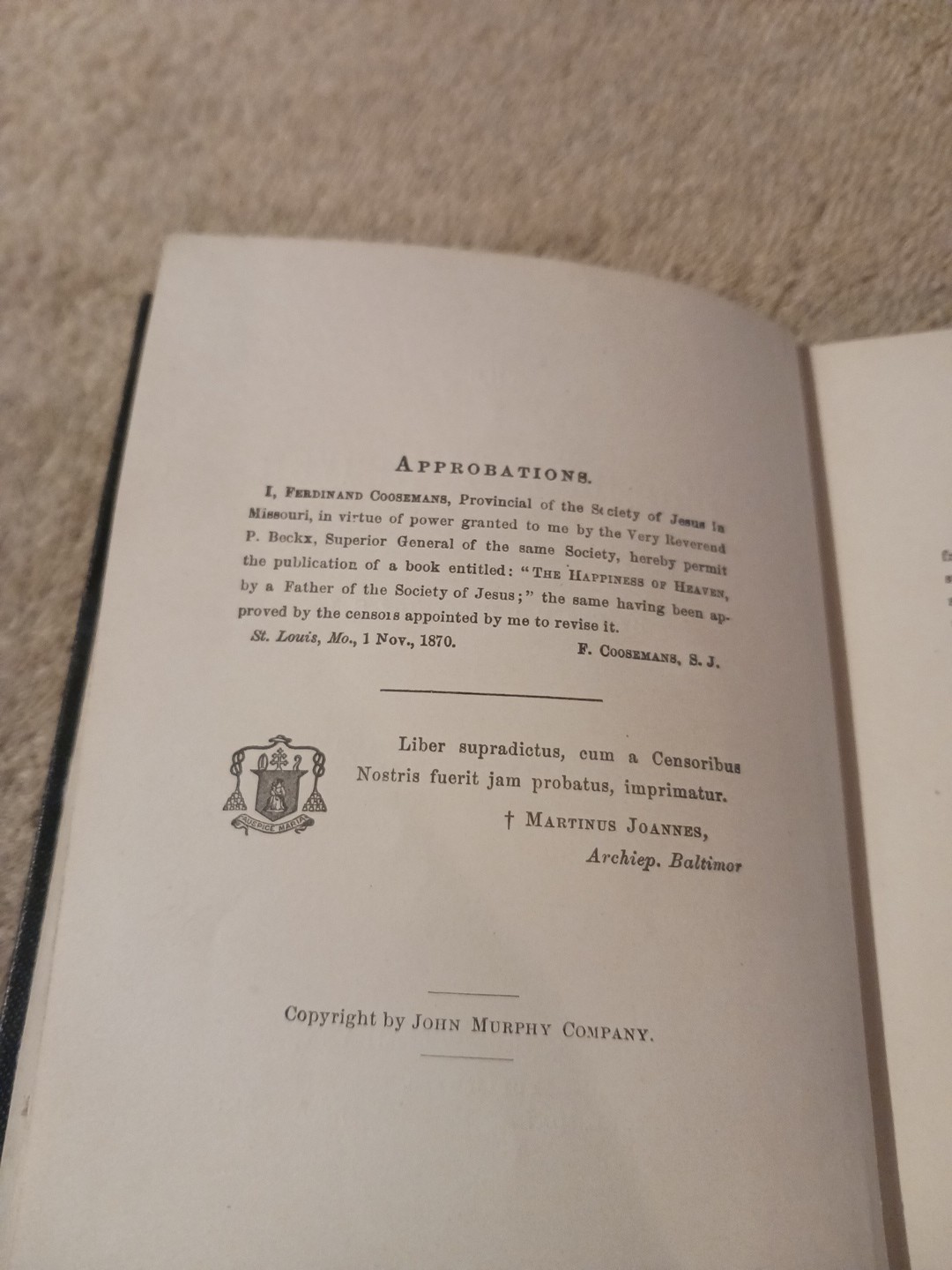 The Happiness of Heaven — Rev. F. J. Boudreaux • 1870 Printing • Catholic Devoti