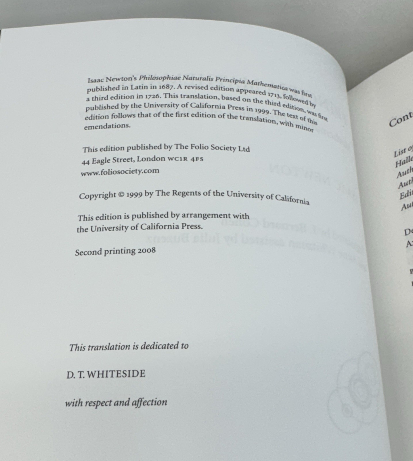 FOLIO SOCIETY Principia Mathematica – Isaac Newton & Cohen (2008) 2 Volume Set