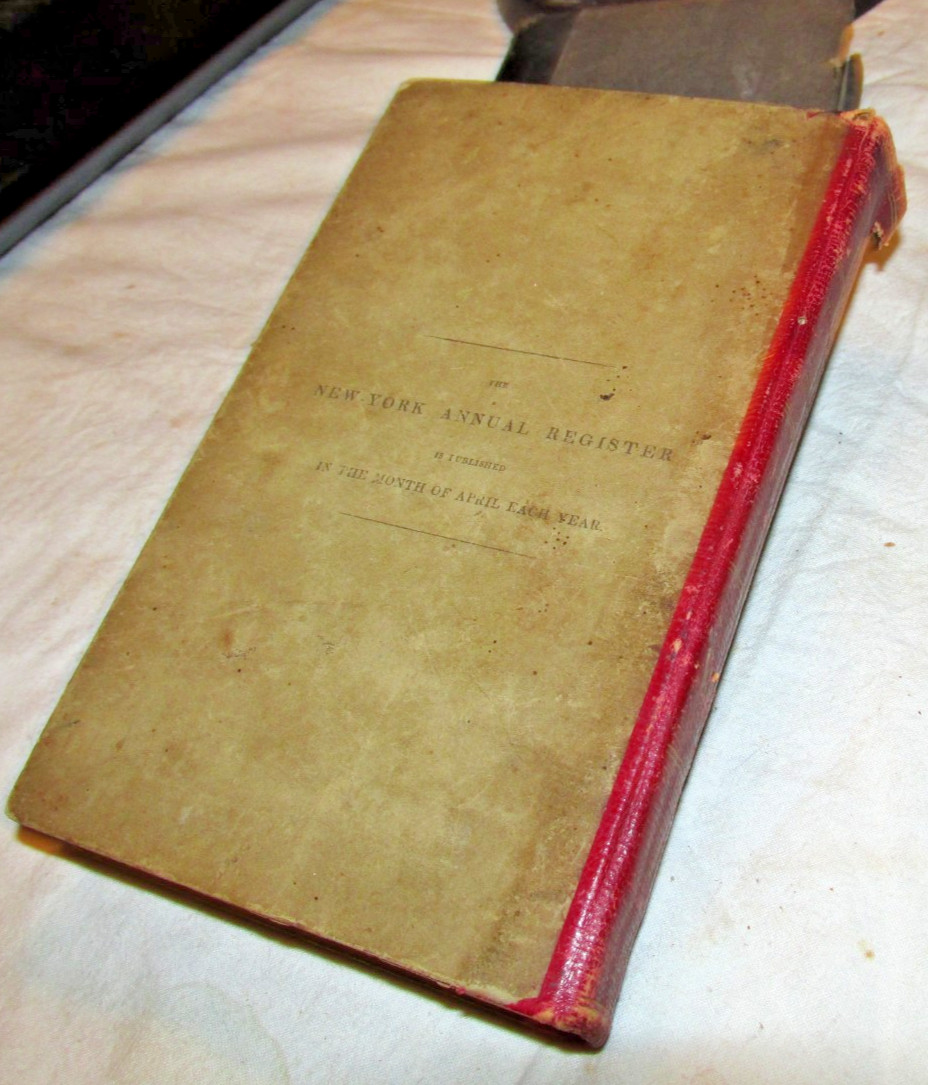 1835 Williams’s New York Annual Register with map, ALMANAC, ED. WILLIAMS