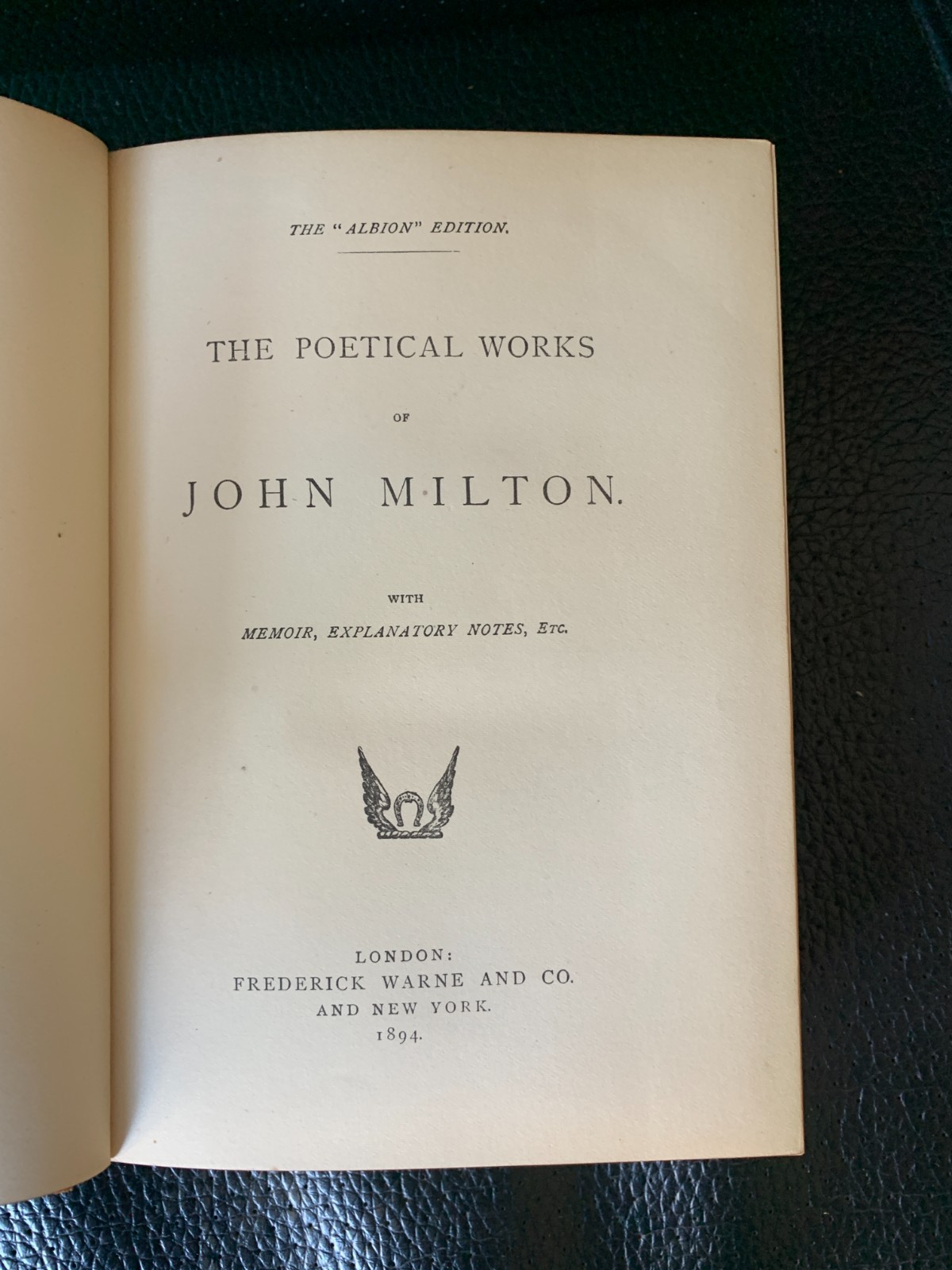 The Poetical Works of John Milton 1894 leather St Pauls Cathedral alms prize