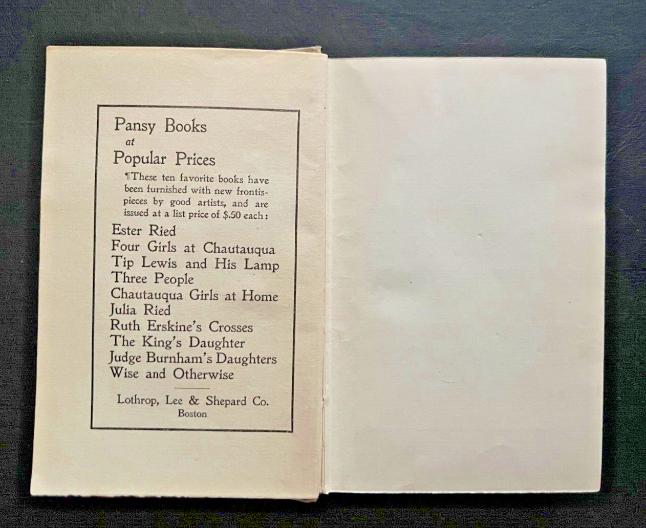 1900? “Judge Burnham’s Daughters,” by “Pansy” Measures 6.5 x 4.25, Gilded Age