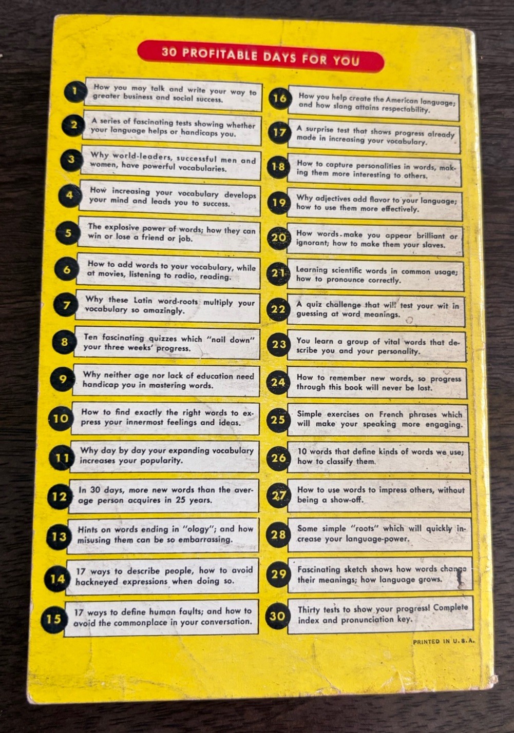 30 Days to a More Powerful Vocabulary 1953 Pocket Book Vintage Self Help PB