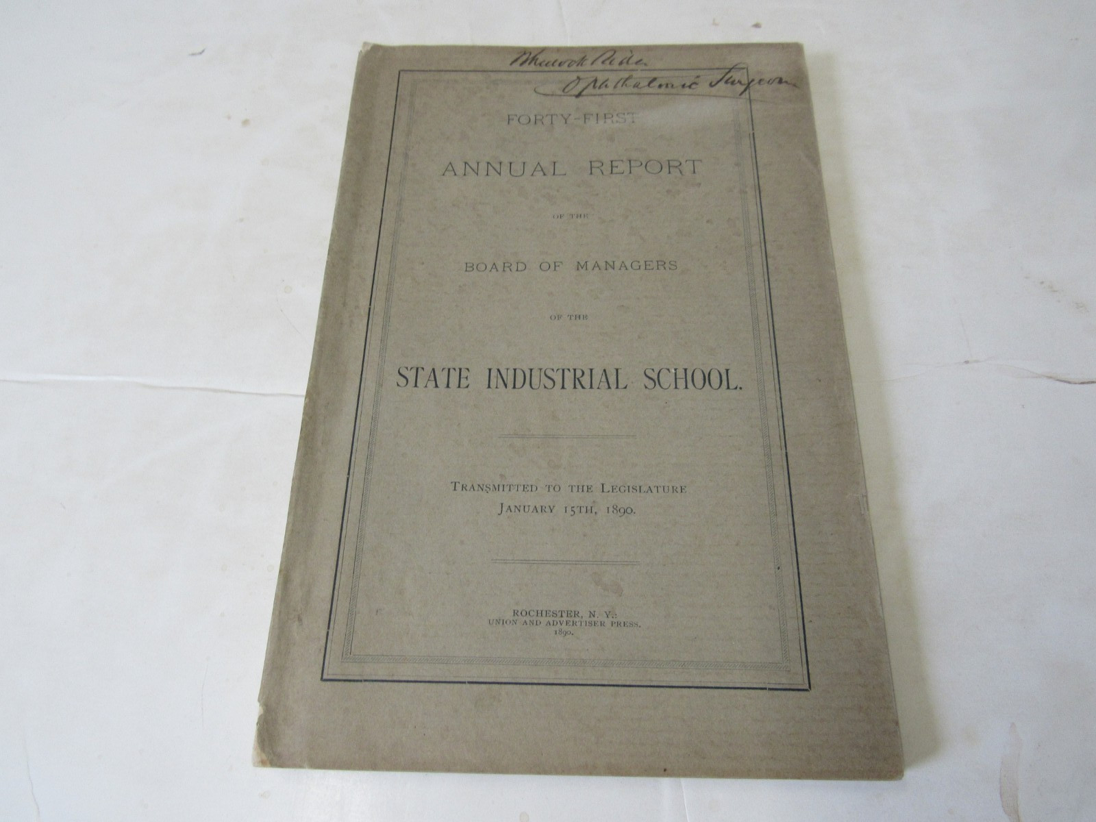 1890 New York State Industrial School 41st Annual Report, NY history