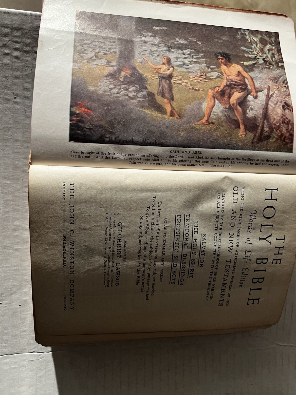1920s Holy Bible Words of Life Edition Winston Co. Antique Worn Condition