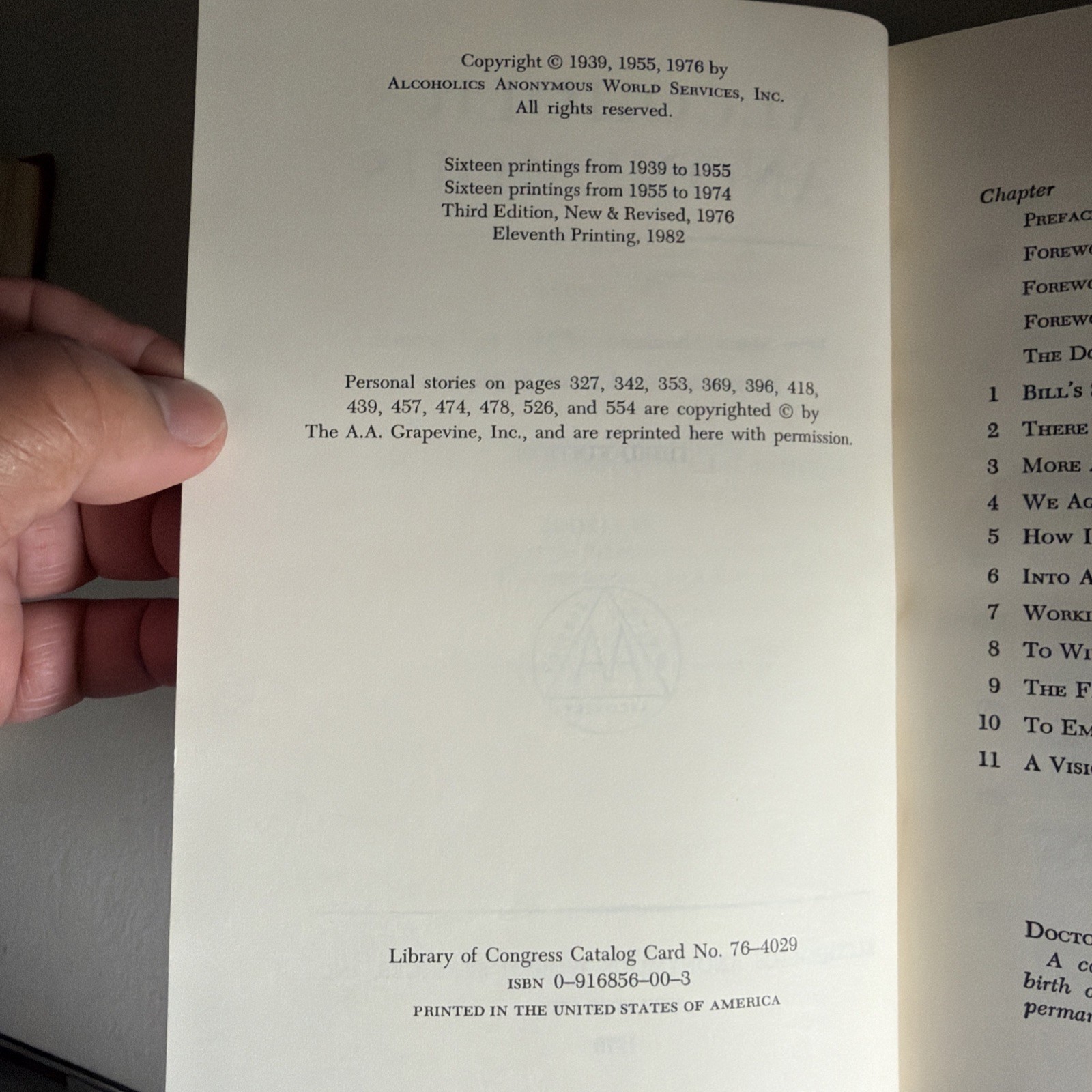 Alcoholics Anonymous,3rd Edition 22nd Printing, 1976 Hardcover