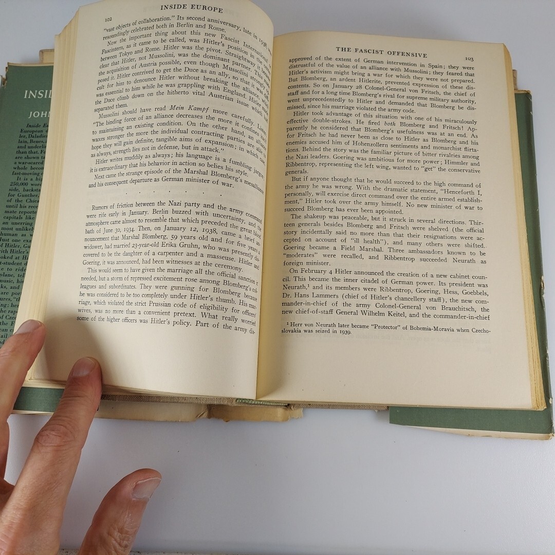 Inside Europe Again Completely Revised 1940 War Edition John Gunther HCDJ