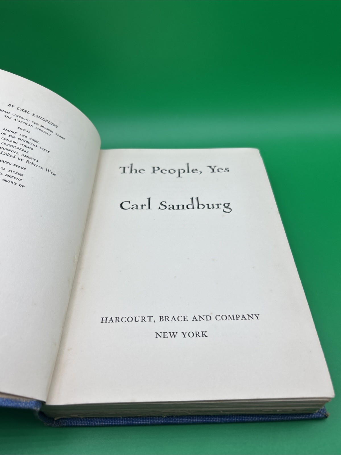 The People, Yes Carl Sandburg Great Depression Poetry, 1936 2nd Printing