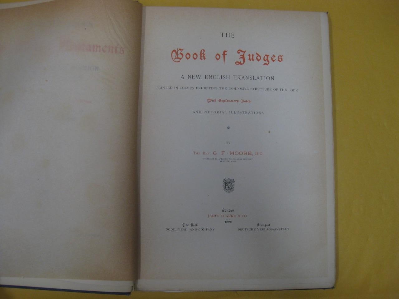 1898 New York THE BOOK OF JUDGES polychrome edition by George Foot Moore