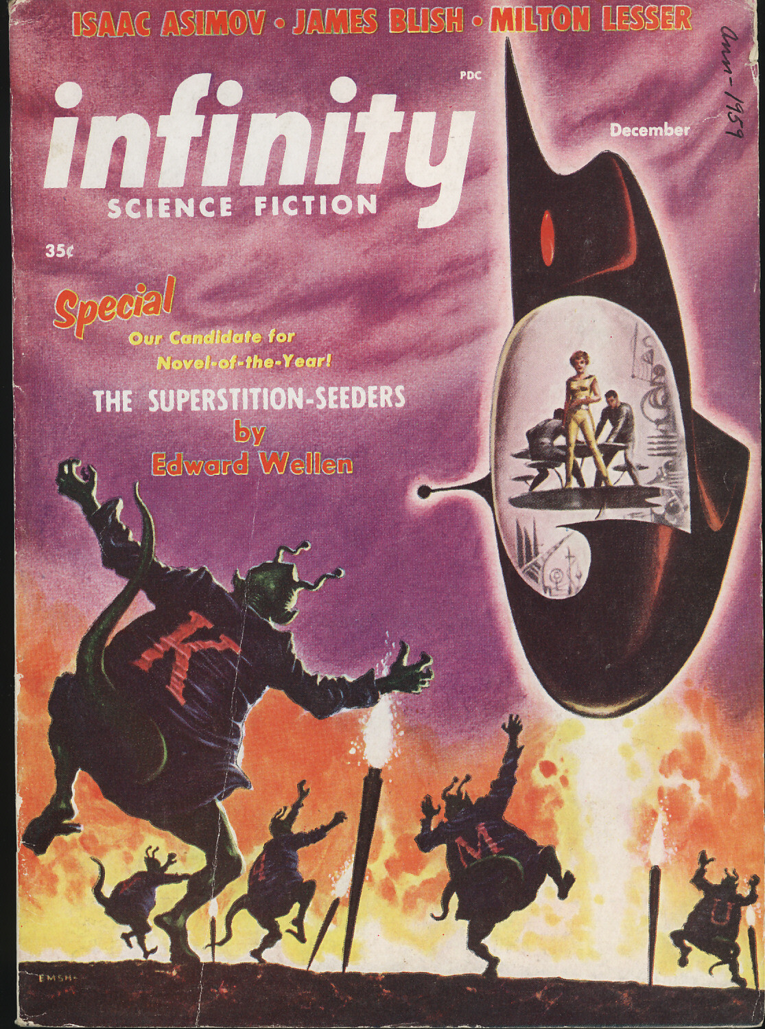 INFINITY SCIENCE FICTION December 1956 VG Asimov story