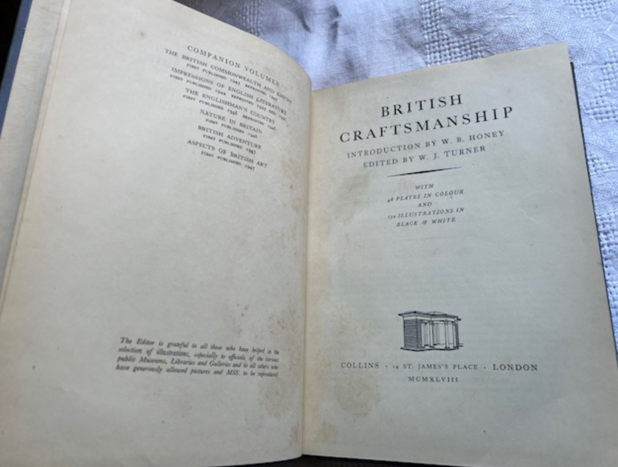 British Craftsmanship 1948 1st Ed WJ Turner Britain in Pictures Collins Book