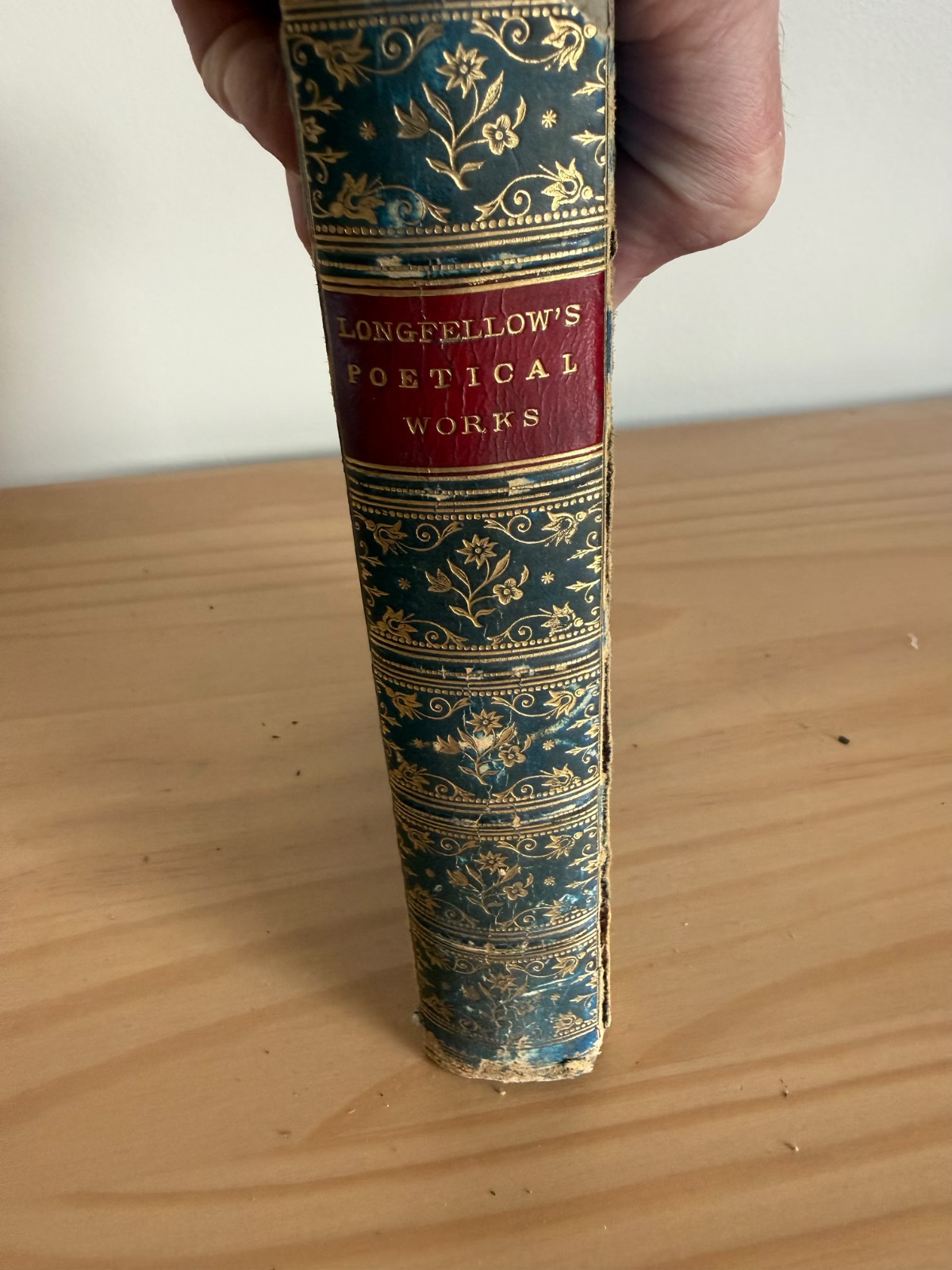 c1880 Antique Longfellow Poetical Works Lansdowne Poets Leather Frederick Warne
