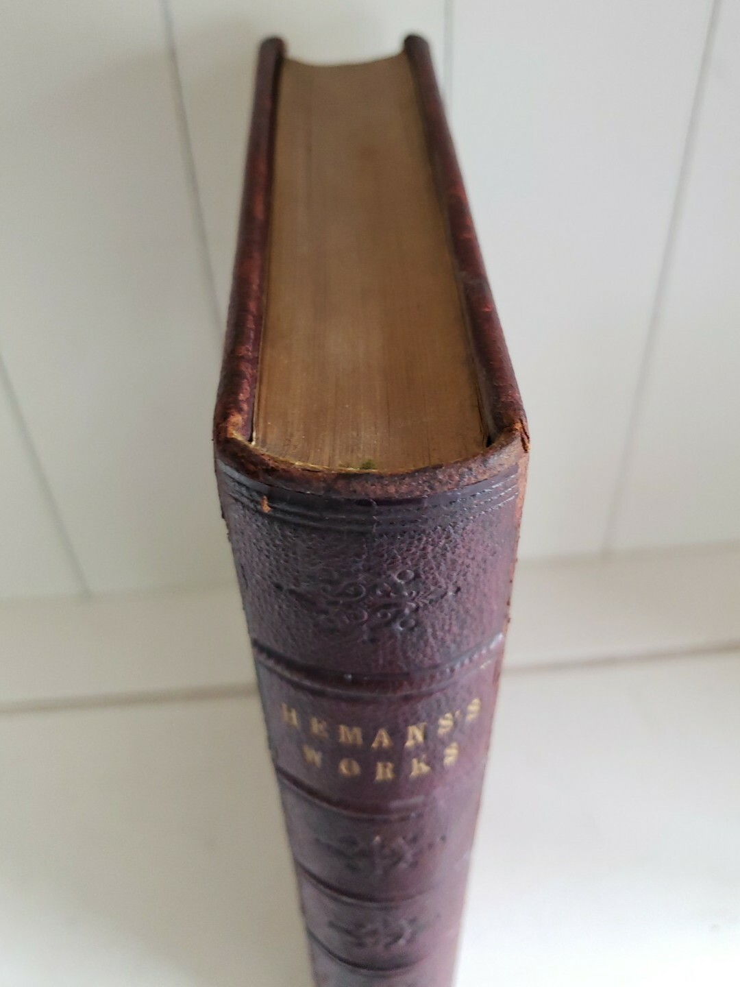 The Poems of Mrs Felicia Hemans Antique 1875 Victorian Embossed Red Leather