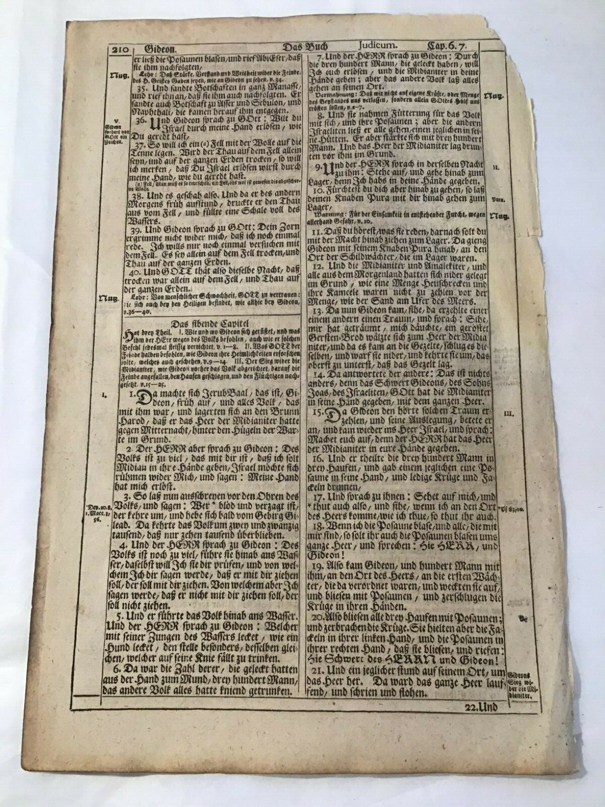 1736 Bible Original Leaf (page) “Biblia, Das Ist” Holy Bible in German #2