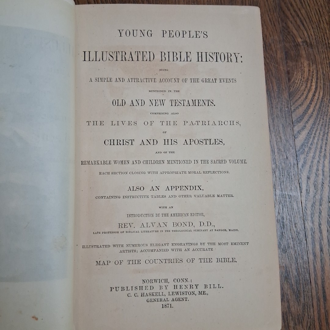 1871 Young People’s Illustrated Bible History Alvan Bond Antique Hardcover
