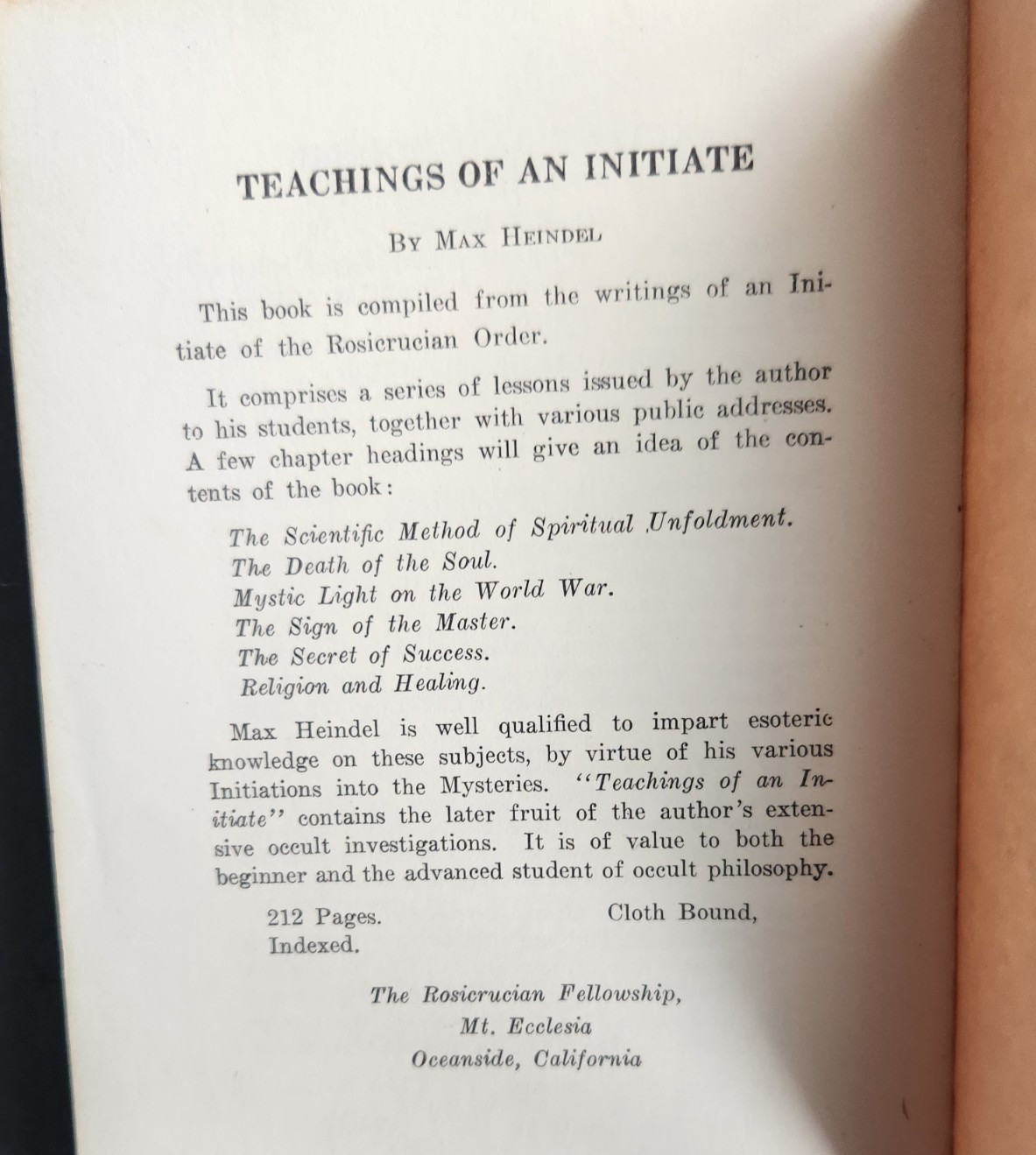 Simplified Scientific Astrology Max Heindel Rosicrucian Fellowship 2ND ED 1973