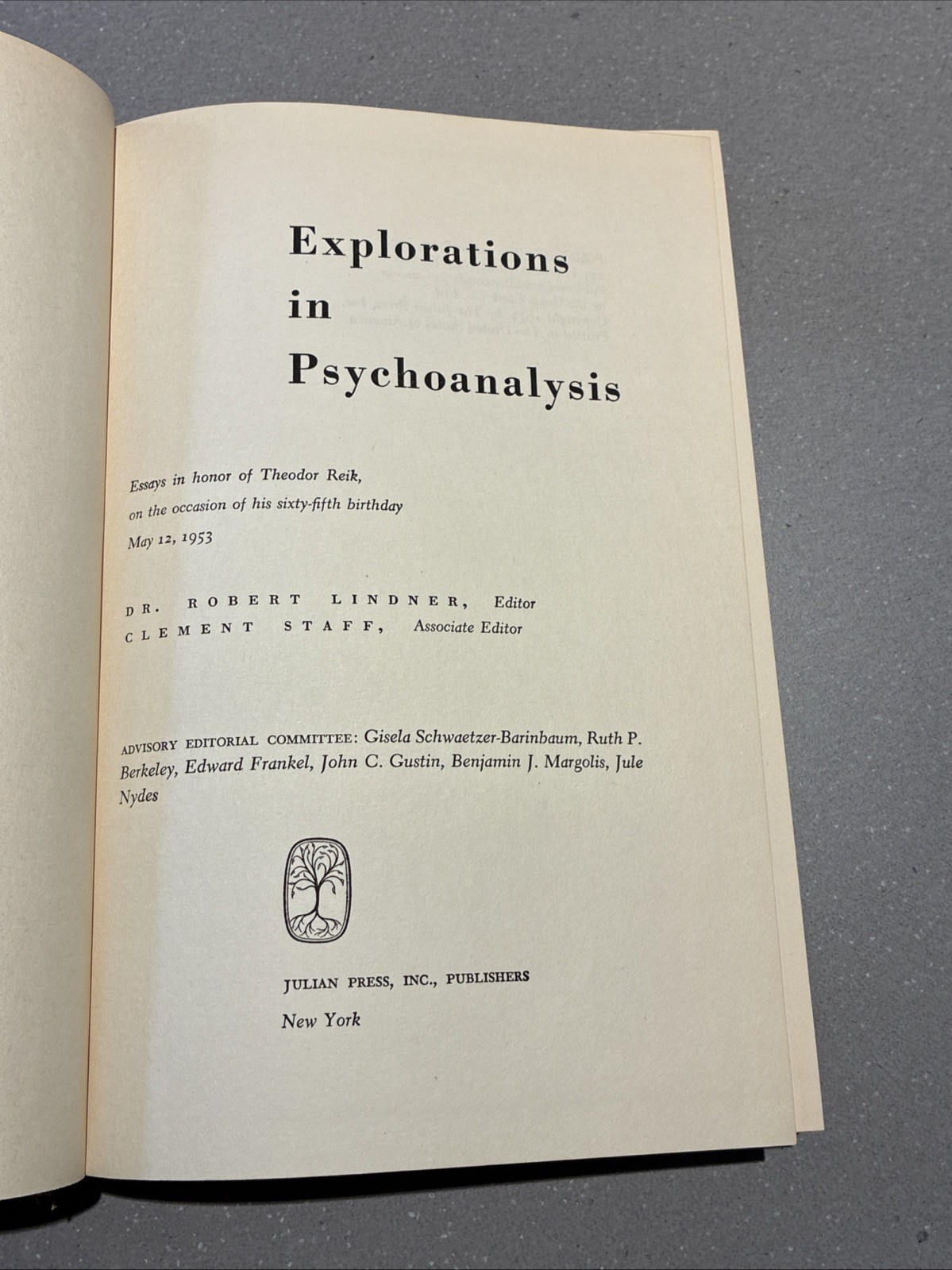 Explorations in Psychoanalysis Tribute to the Work of Theodor Reik Ist Ed. 1953