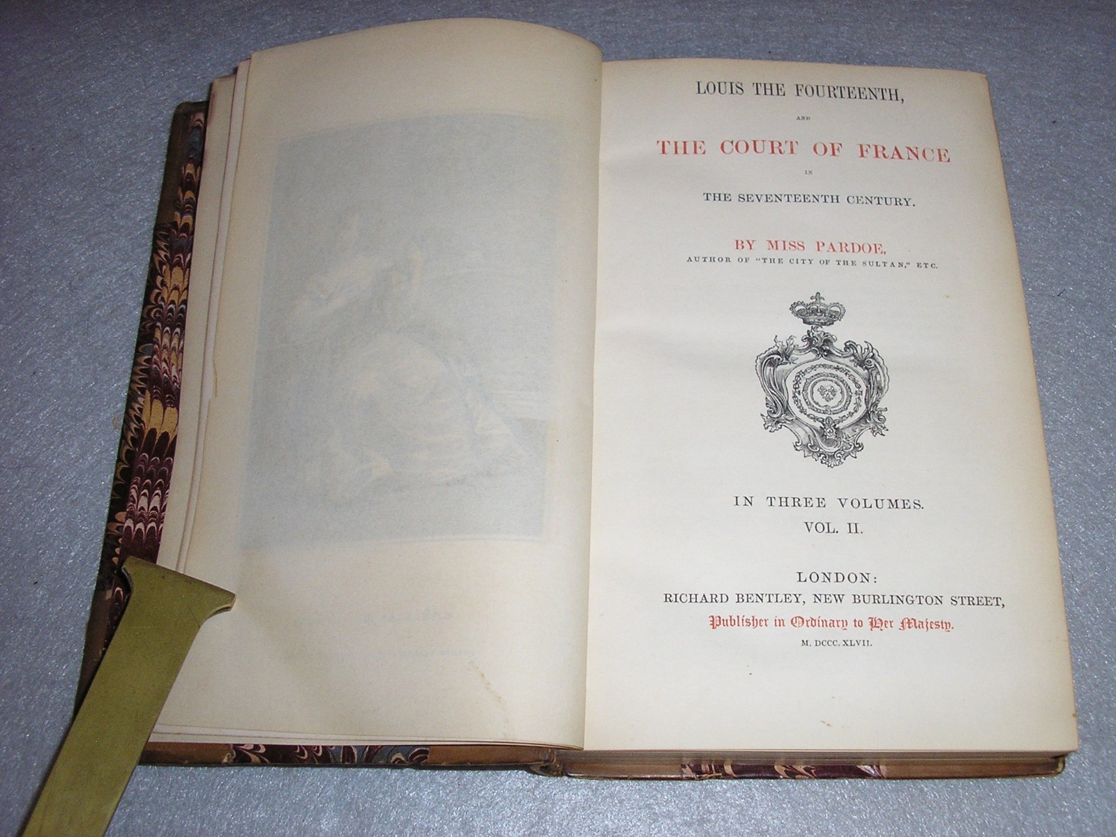 Antique France History Books Life of Louis XIV Pardoe Illustrated Leather 1847