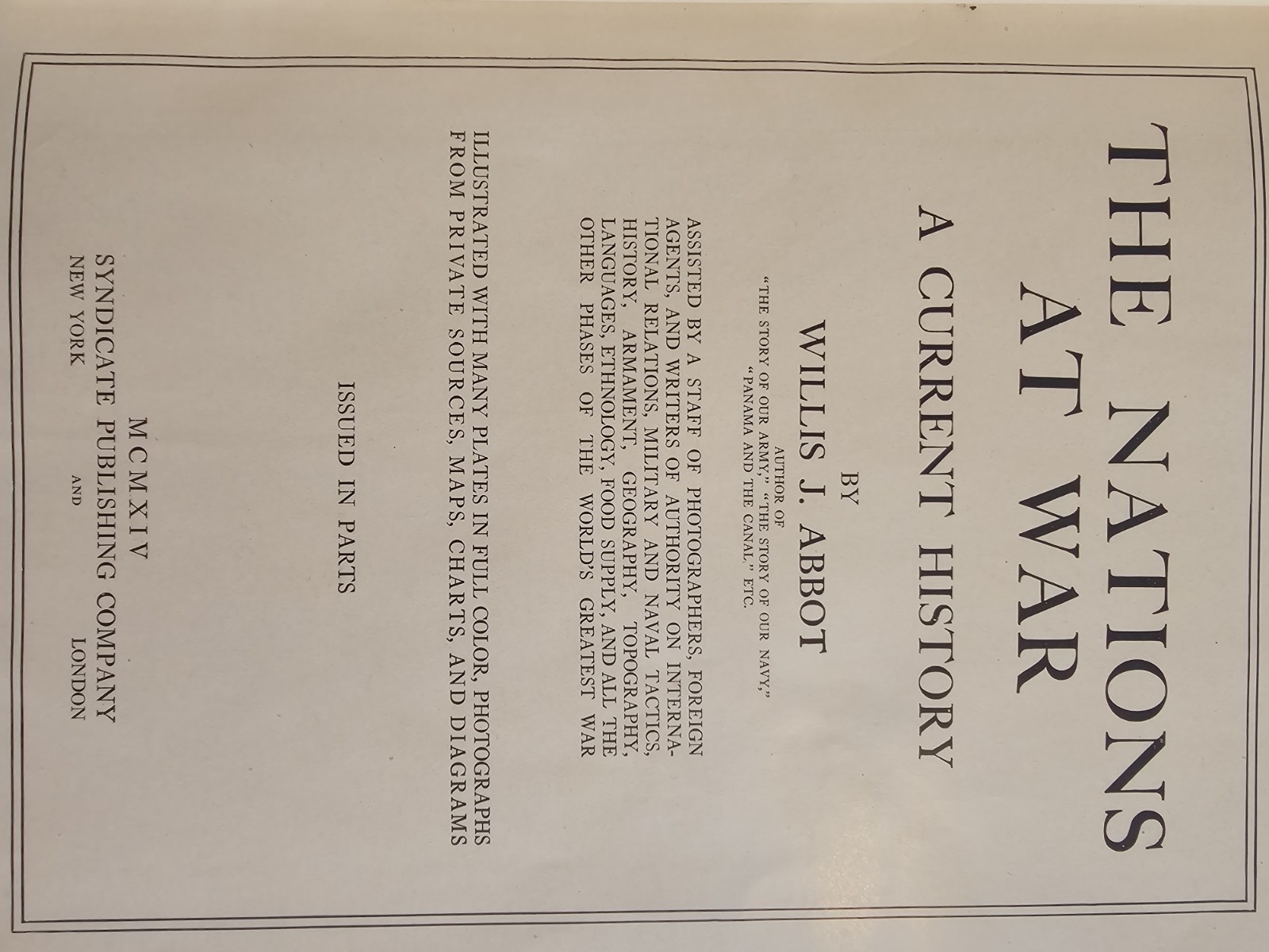 Antique 1914 The Nations at War Book Willis John Abbot Illustrated WWI History