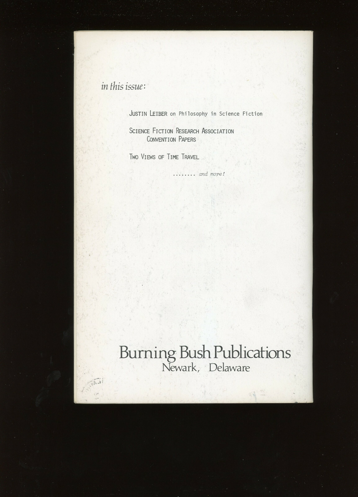 essays: PHILOSOPHICAL SPECULATIONS IN SCIENCE FICTION & FANTASY, #1. 1981.