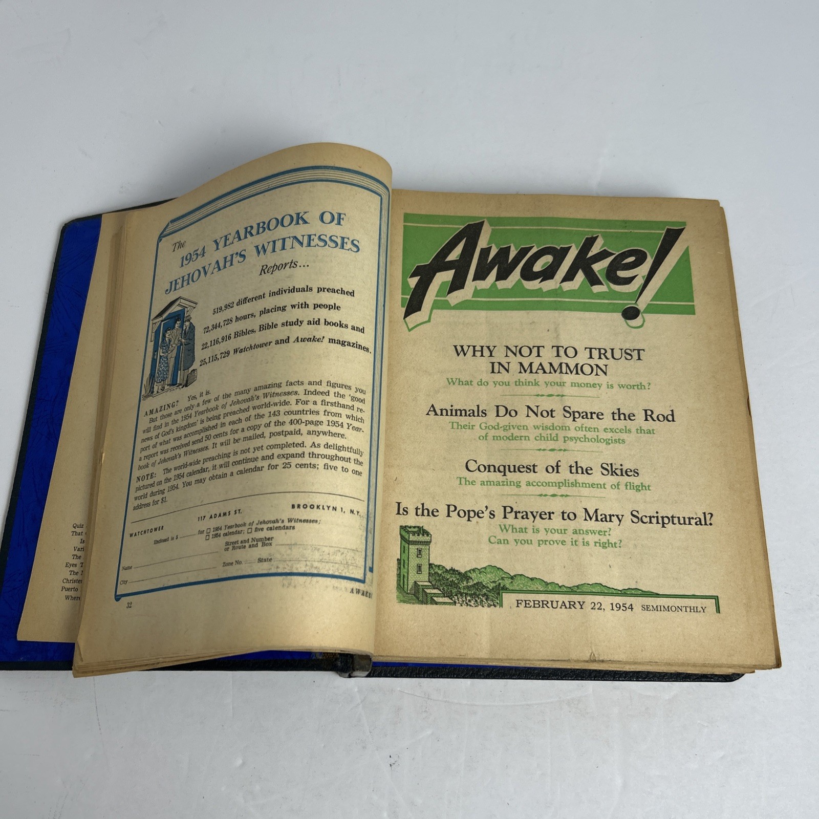 Awake Magazine 1954 Full Year Set In Hard Binder Jehovah’s Witness Watchtower