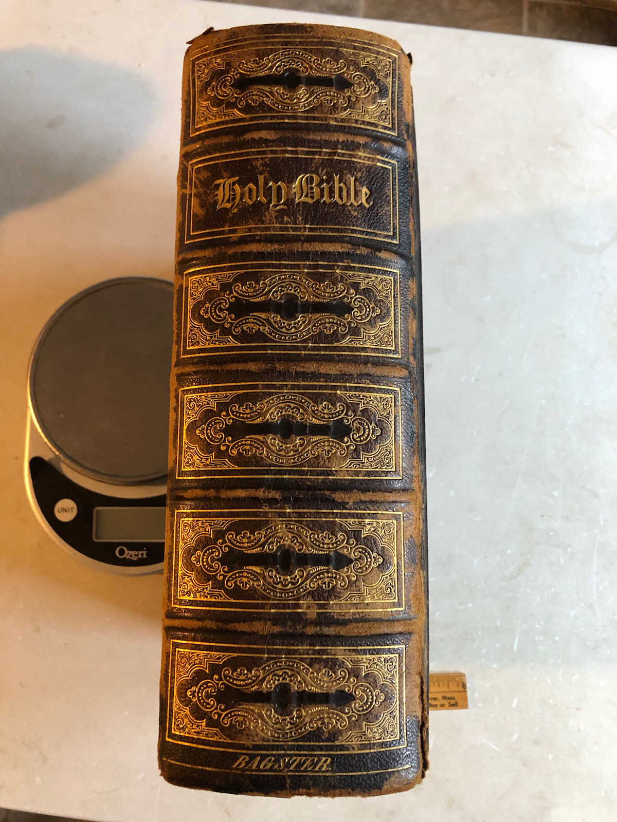 Antique 1867 JB Lippincott Holy Bible Embossed Leather Benjamin F Colcord Family