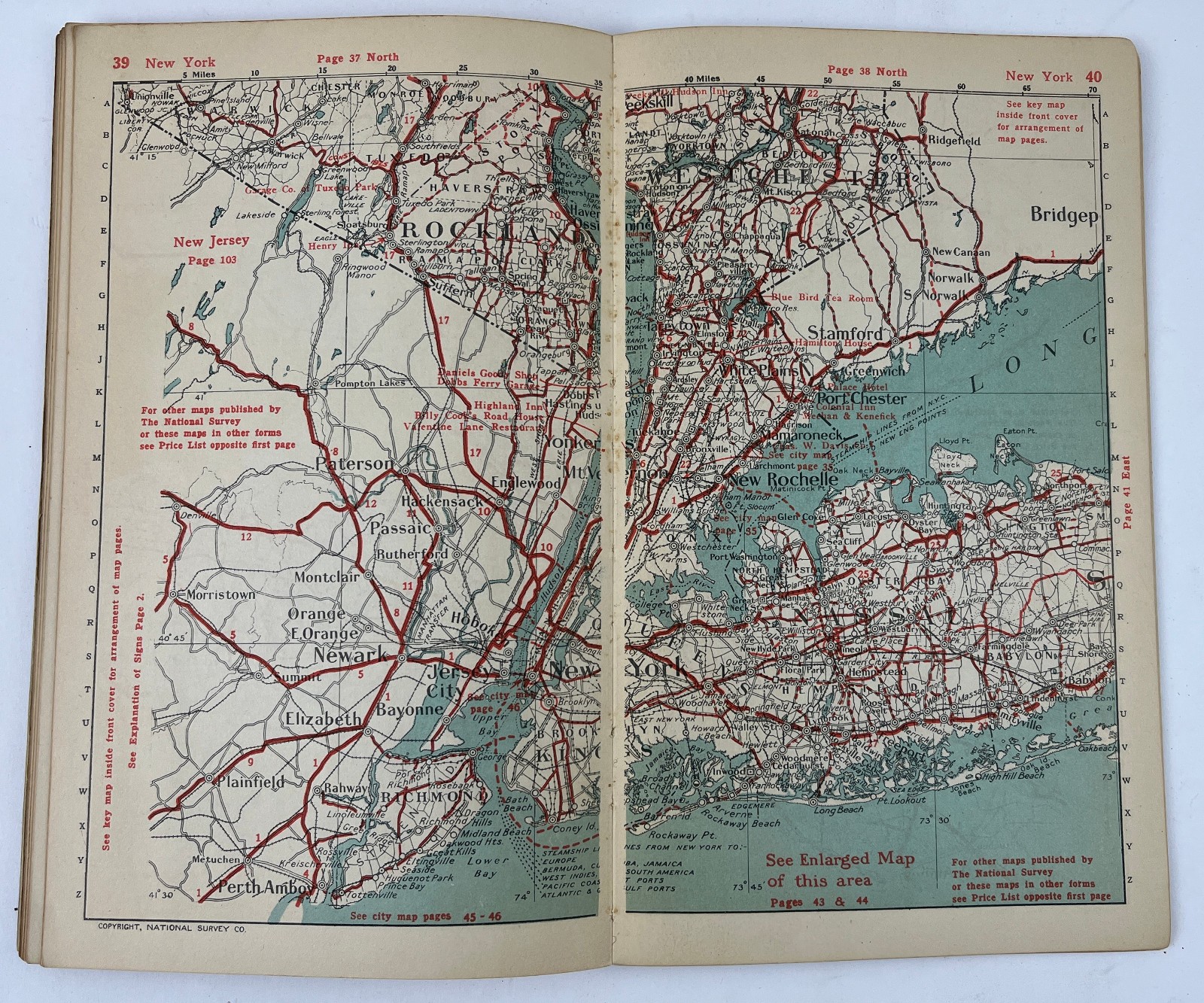 1925 Official National Survey Maps New York State Before Interstate Highways