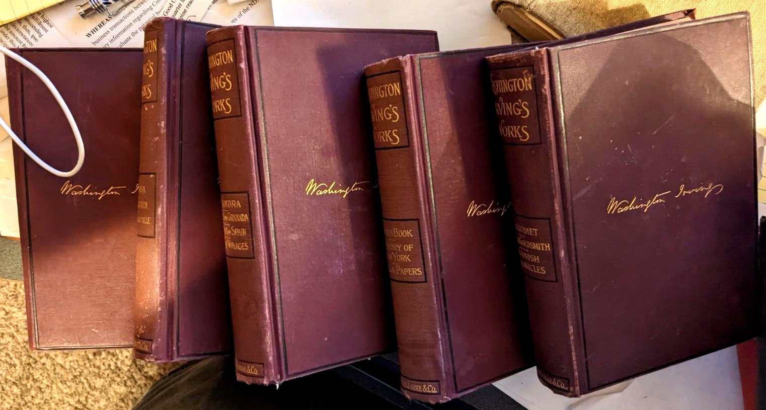 WASHINGTON IRVING’S WORKS, Circa 1890, 5 Vol. Set, VG+, Collectable, **RARE**