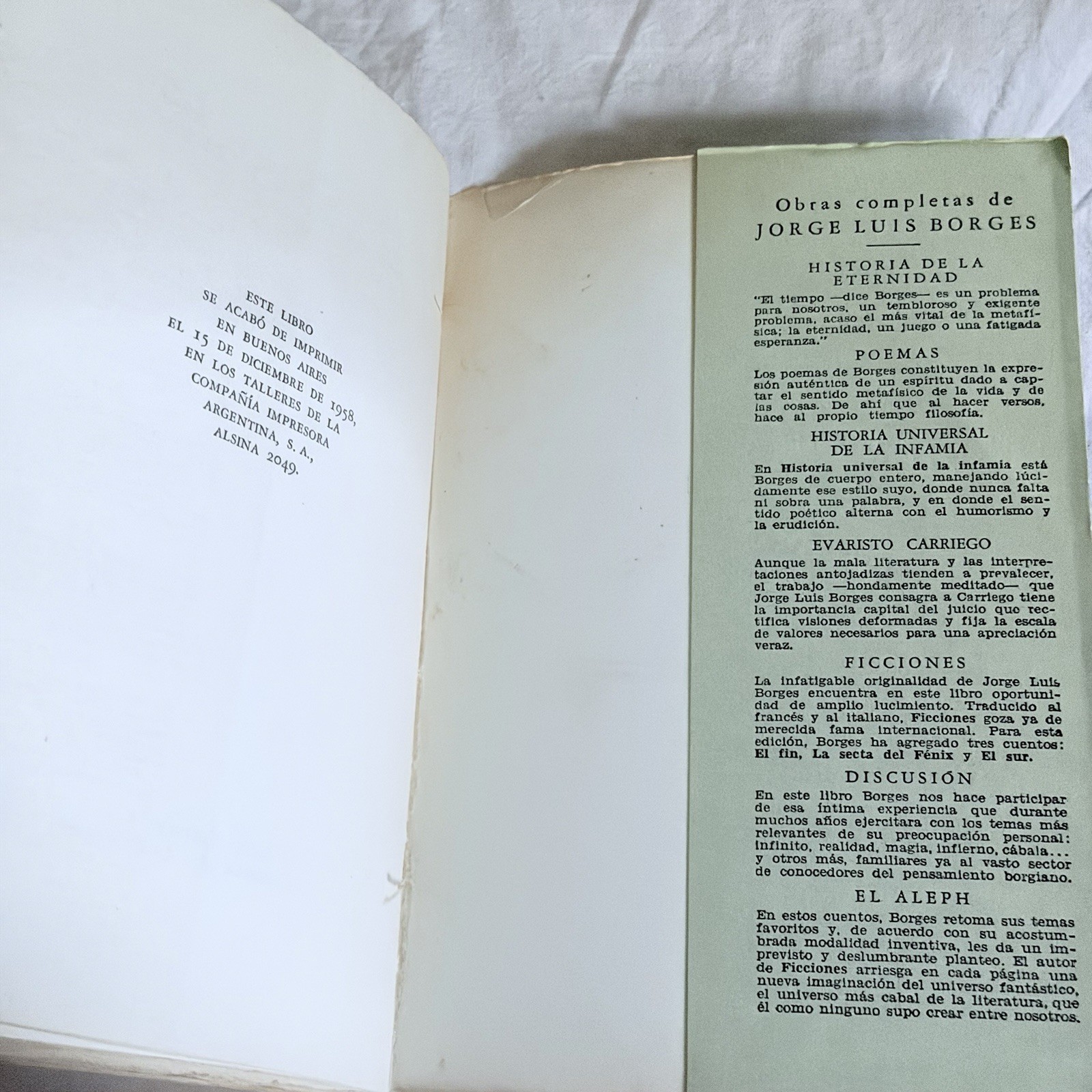 Jorge Luis Borges Historia Universal de la Infamia Emecé 1958 2nd Imp Spanish