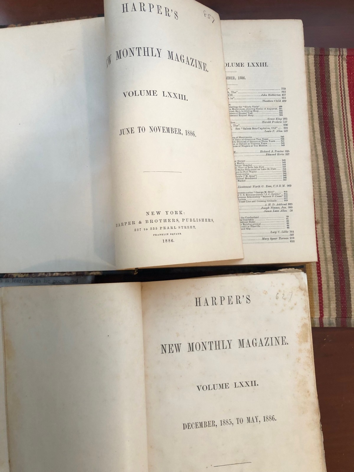 TWO 1886 HARPER’S NEW MONTHLY MAGAZINE BOUND VOLS 72, 73 BRITISH, US NAVY ILLUST