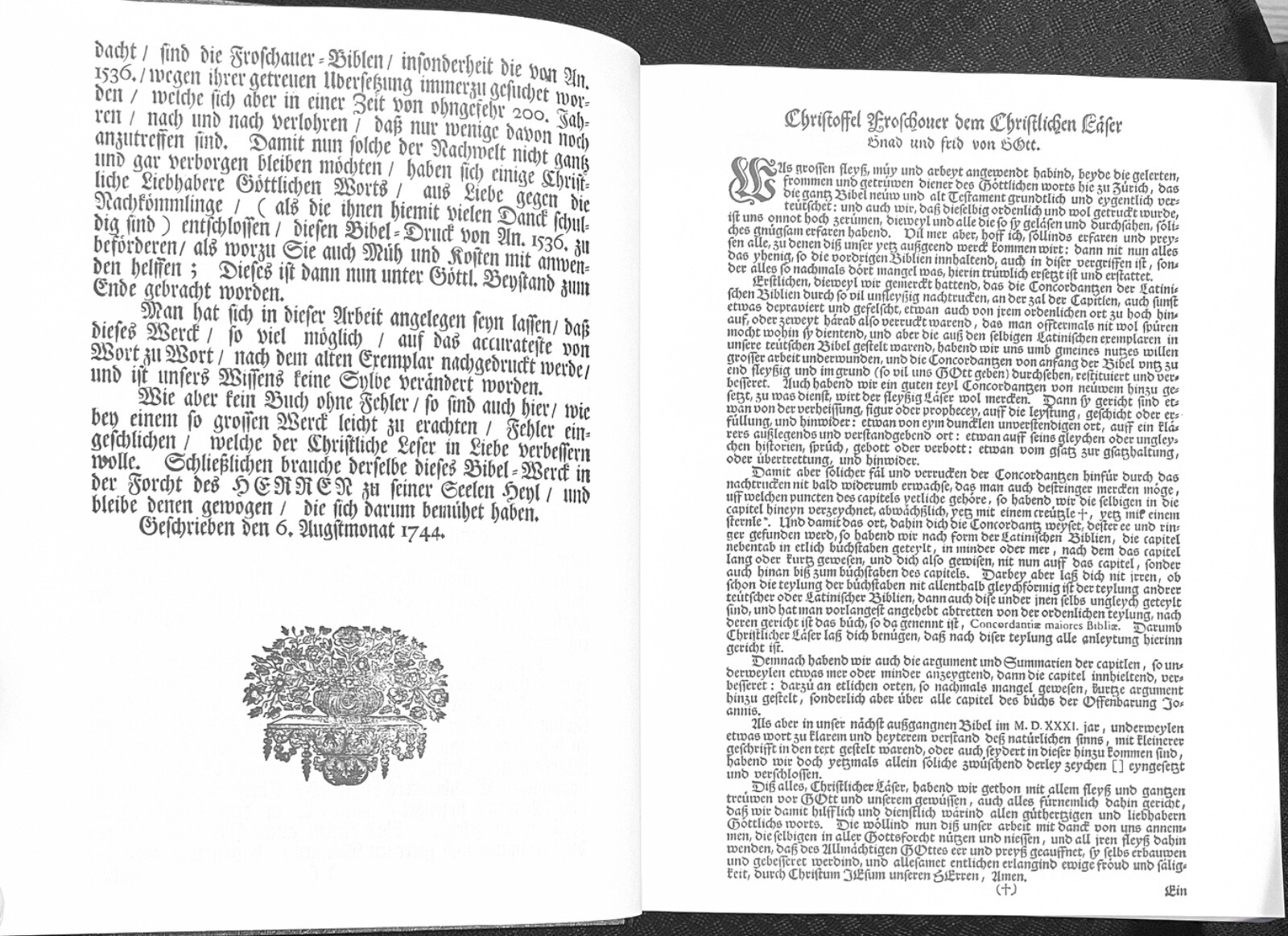 FROSCHAUER BIBEL 1536-1744-1975-2014 Amish Mennonite Hutterite Anabaptist Bible