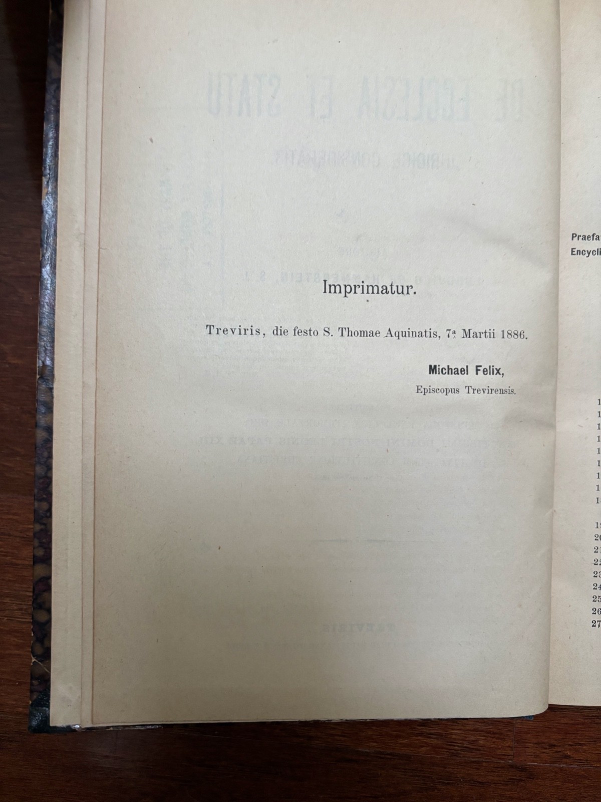DE ECCLESIA ET STATU JURIDICE CONSIDERATIS – HAMMERSTEIN HB 1886 LATIN ANTIQUE