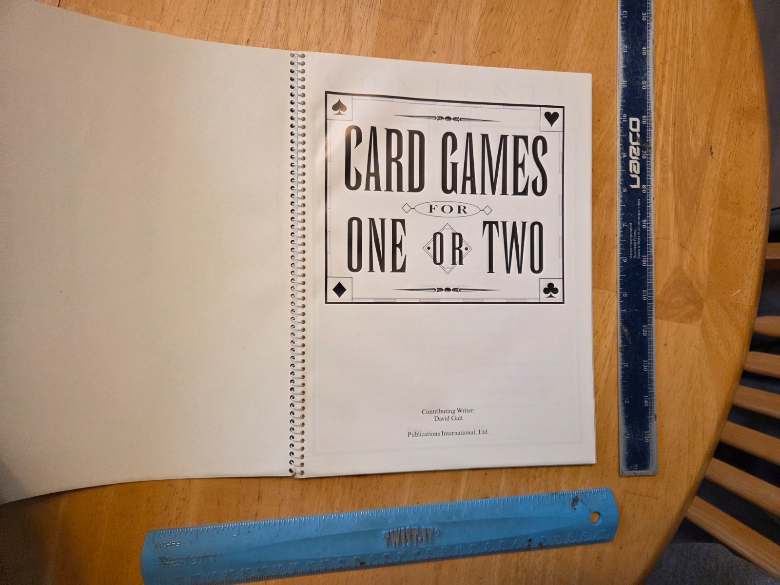 Card Games for One or Two – Over 30 to Choose From – 1994 Spiral Paperback