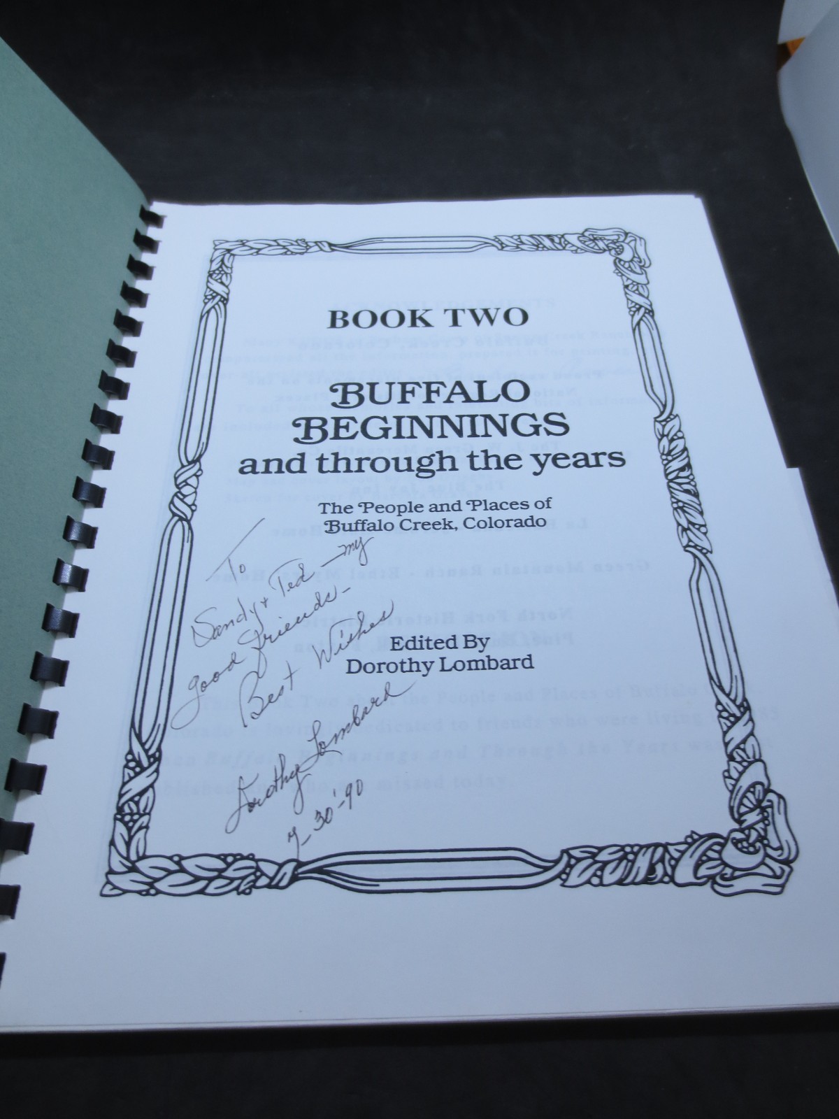 Buffalo Beginnings 1 & 2 by Dorothy Lombard 1985 Colorado History Signed Spiral
