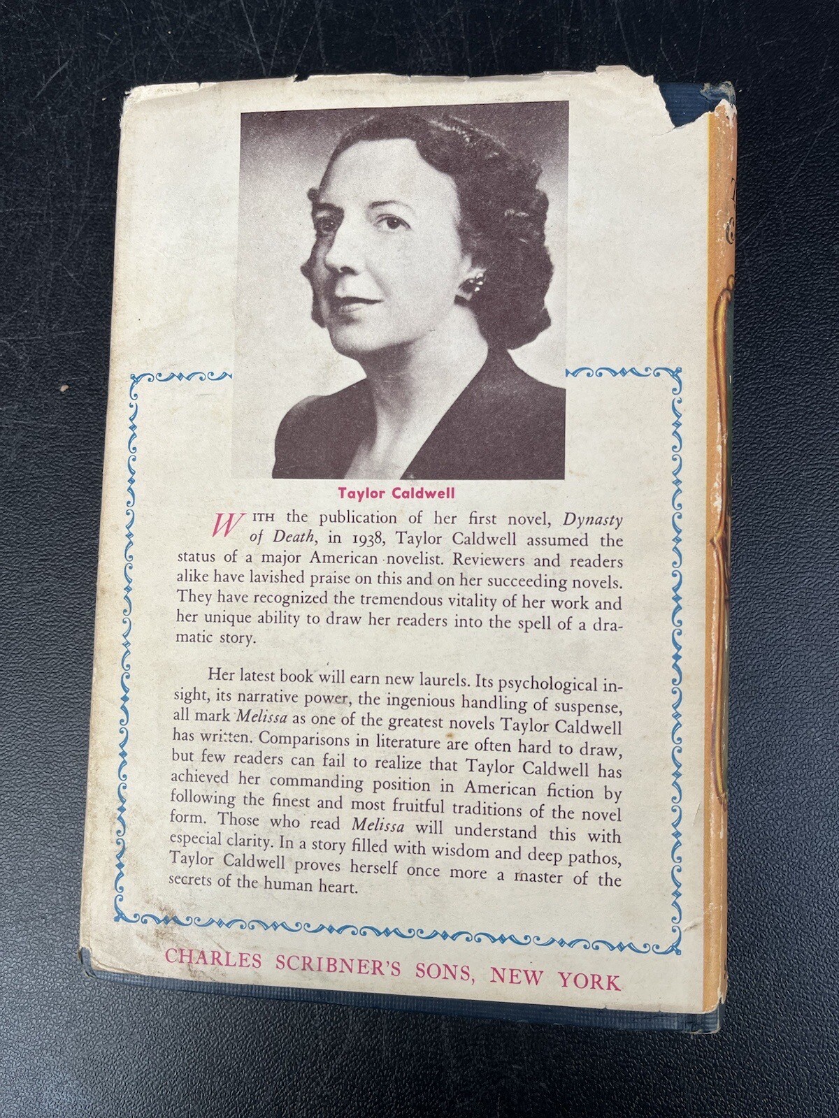 1948 TAYLOR CALDWELL MELISSA GOTHIC TALE WITH DUST JACKET