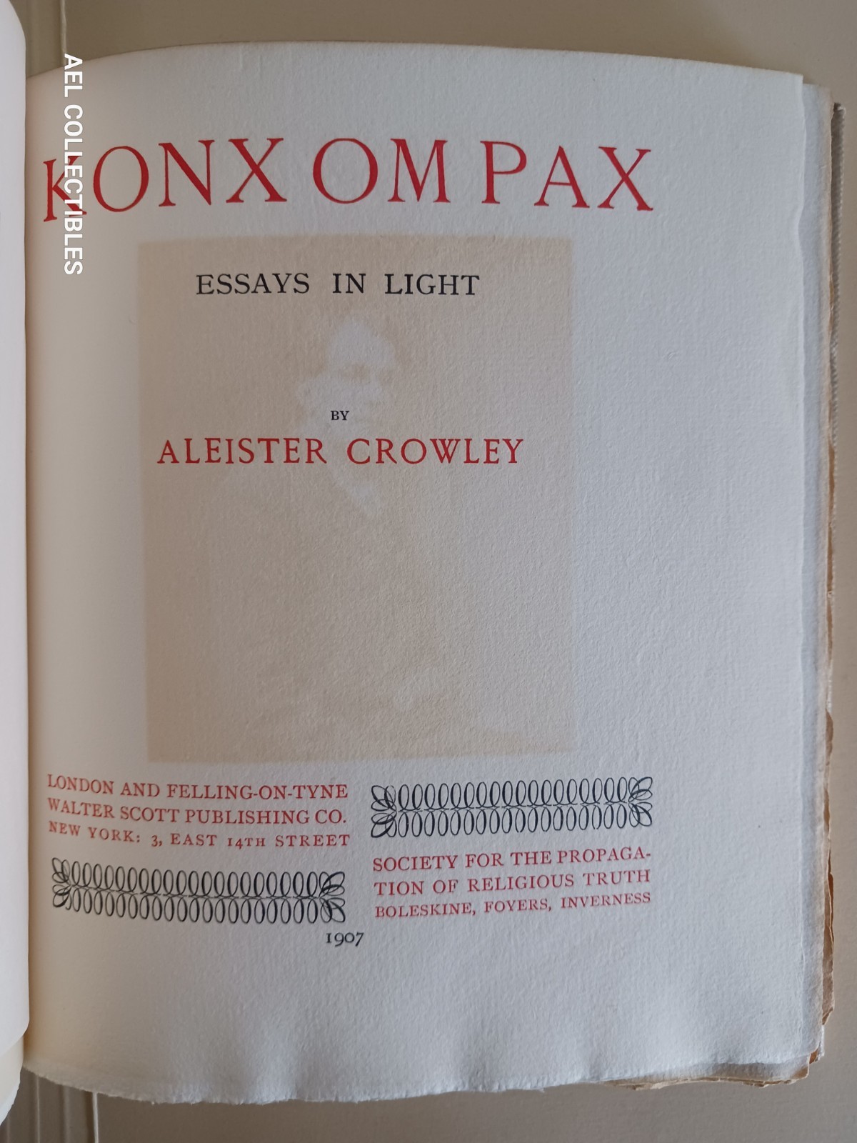 KONX OM PAX Aleister Crowley 1907 FIRST Occult Thelema Magick Alchemy 4TH SALE!