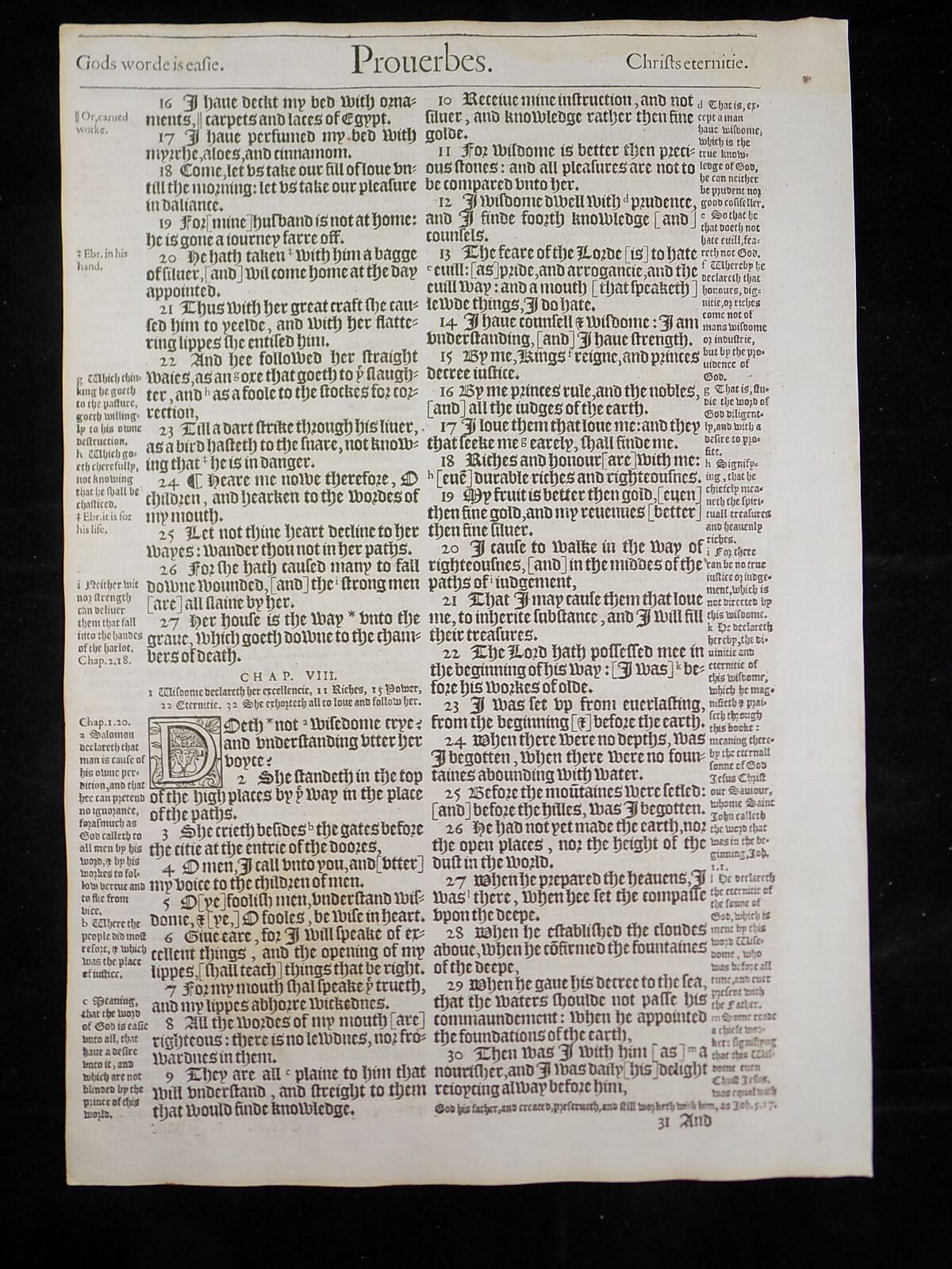 1583 Noblest Geneva Bible Folio- Book of Proverbs- YOU PICK